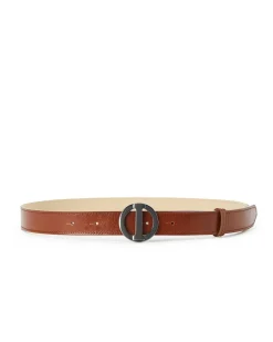 Women Iceberg Alias Leather Belt With Monogram Logo Buckle