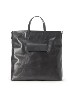 Women Iceberg Alias Leather Shopper Bag With Pocket Closure And Logo