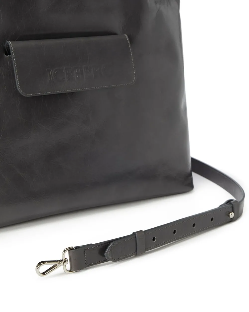 Women Iceberg Alias Leather Shopper Bag With Pocket Closure And Logo