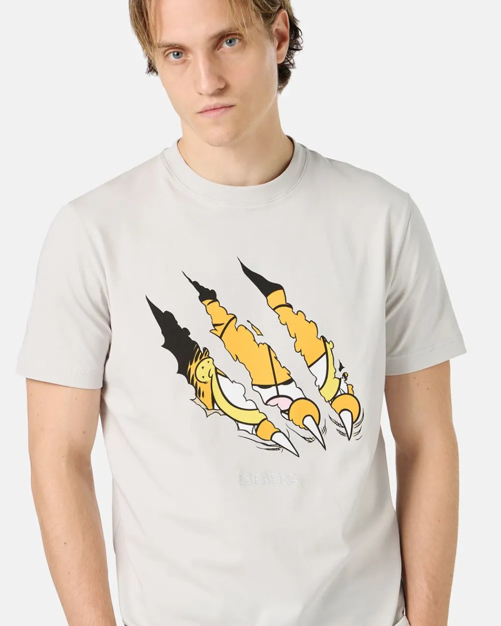 Iceberg Beige Cotton Jersey T-shirt With Garfield Print And Embroidered Logo