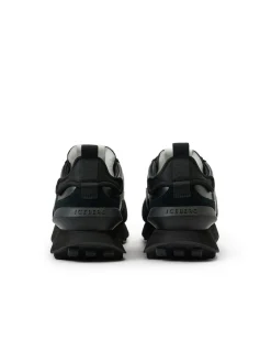 Iceberg Black Athletic-inspired Sneakers In Leather And Suede