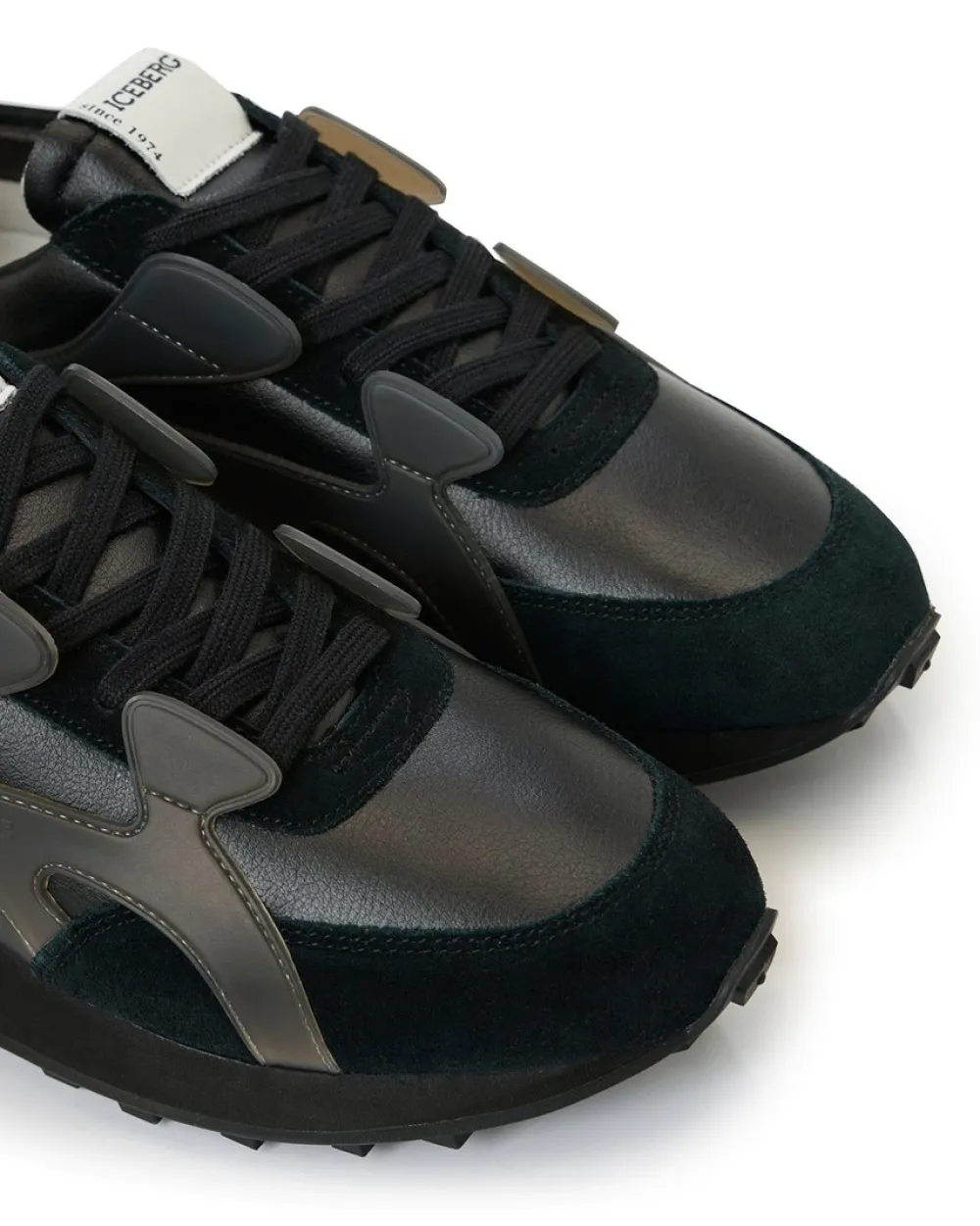 Iceberg Black Athletic-inspired Sneakers In Leather And Suede