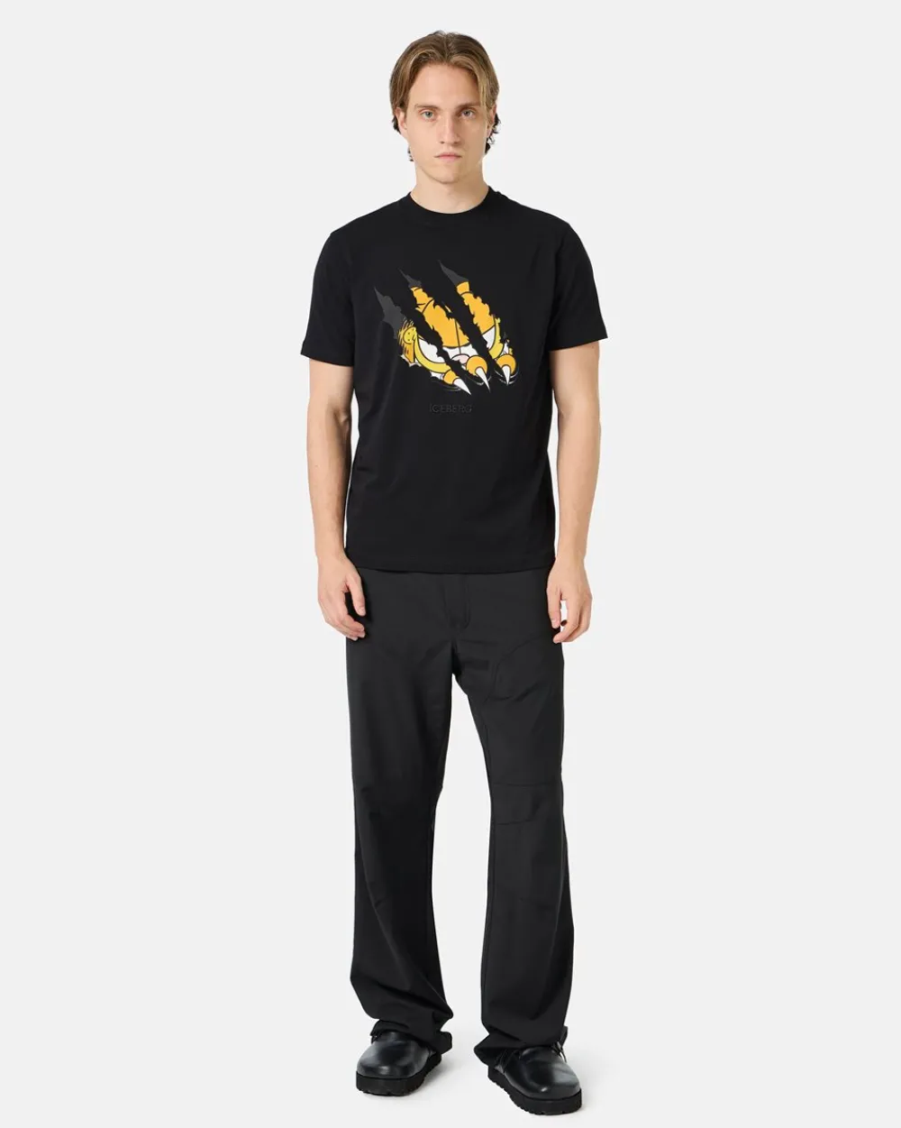 Iceberg Black Cotton Jersey T-shirt With Garfield Print And Embroidered Logo