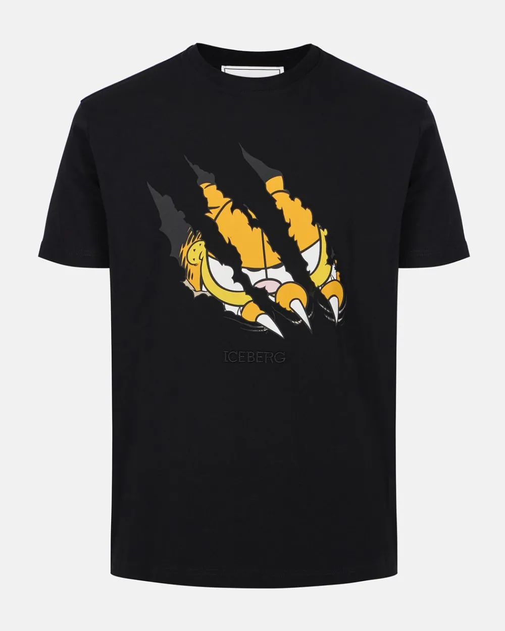 Iceberg Black Cotton Jersey T-shirt With Garfield Print And Embroidered Logo