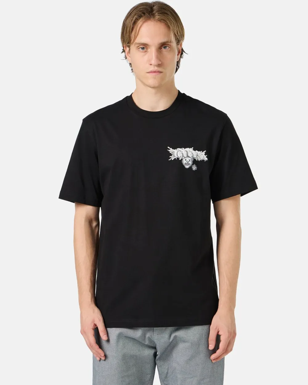 Iceberg Black Cotton Jersey T-shirt With Splash And Bear Logo Print On The Heart