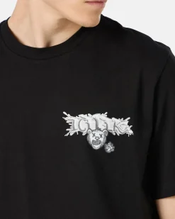 Iceberg Black Cotton Jersey T-shirt With Splash And Bear Logo Print On The Heart
