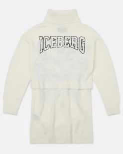 Kids Iceberg Black Crew Neck Crop Sweatshirt With Sequins And Zip On The Back