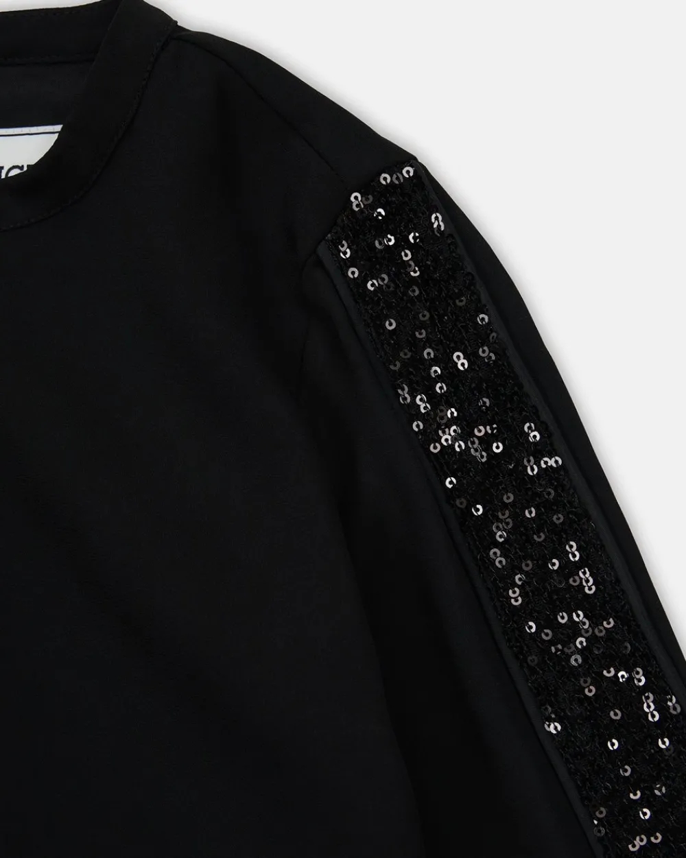 Kids Iceberg Black Crew Neck Crop Sweatshirt With Sequins And Zip On The Back