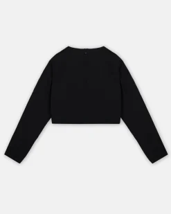 Kids Iceberg Black Crew Neck Crop Sweatshirt With Sequins And Zip On The Back