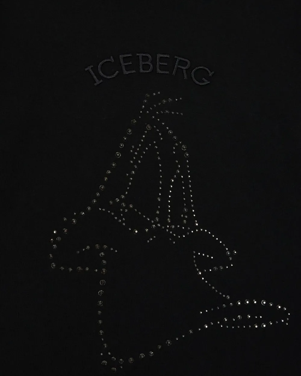 Kids Iceberg Black Crewneck Sweatshirt With Studs And Logo