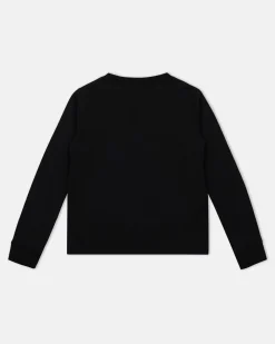 Kids Iceberg Black Crewneck Sweatshirt With Studs And Logo
