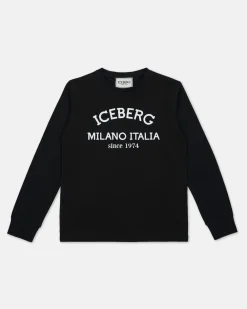 Kids/BOY Iceberg Black Crewneck Sweatshirt With Logo