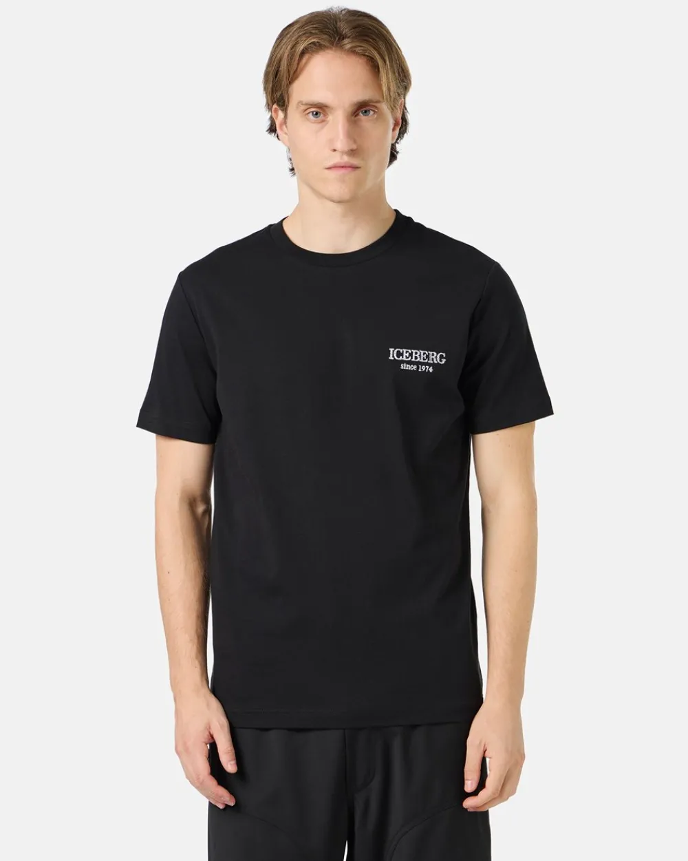 Iceberg Black Crewneck Sweatshirt With Embroidered Logo