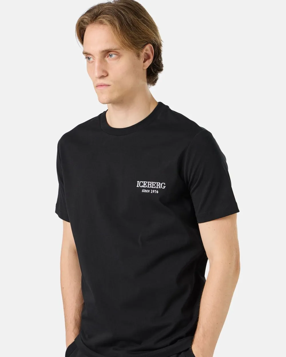 Iceberg Black Crewneck Sweatshirt With Embroidered Logo