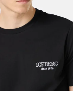 Iceberg Black Crewneck Sweatshirt With Embroidered Logo