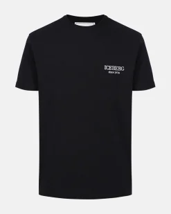 Iceberg Black Crewneck Sweatshirt With Embroidered Logo