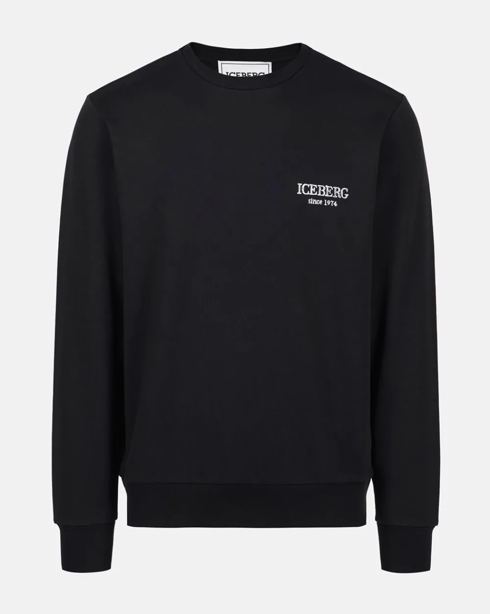 Iceberg Black Crewneck Sweatshirt With Embroidered Logo