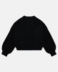 Kids Iceberg Black Cropped Crew-neck Wool Sweater