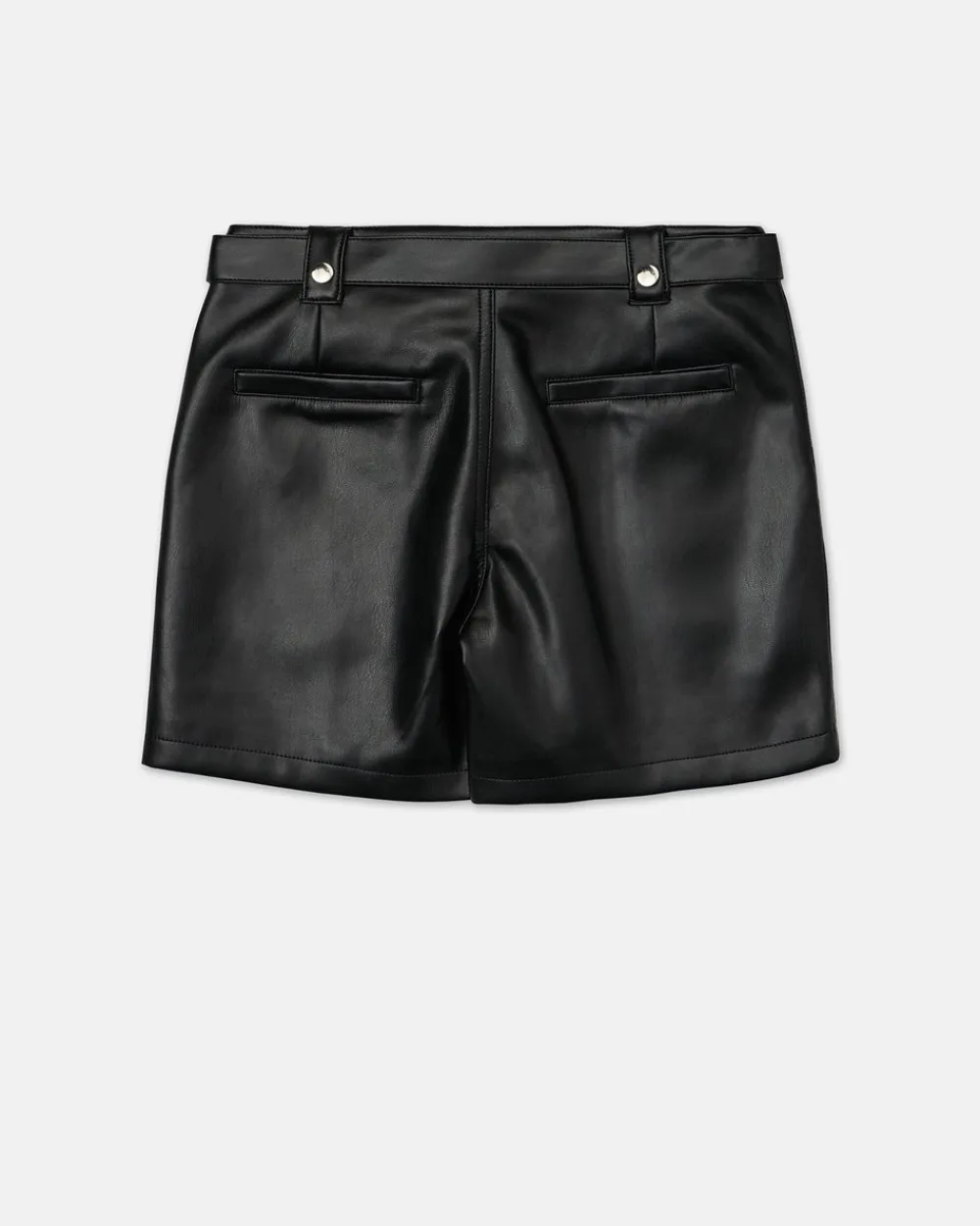 Kids Iceberg Black Eco-leather Shorts With Waistband And Studs