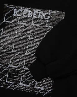 Kids Iceberg Black Hoodie With Houndstooth Pattern