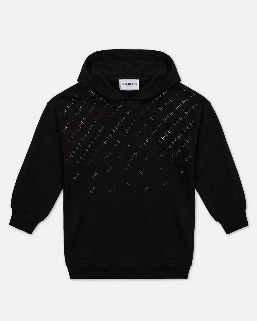 Kids Iceberg Black Hoodie With Studs