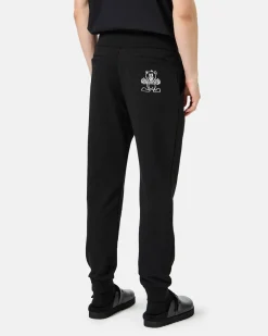 Iceberg Black Jogger Regular Fit Trousers In Fleece With Bear Print And Logo