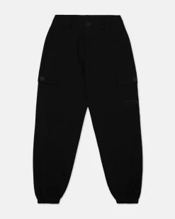 Kids Iceberg Black Jogger-style Trousers With Side Pocket And Logo