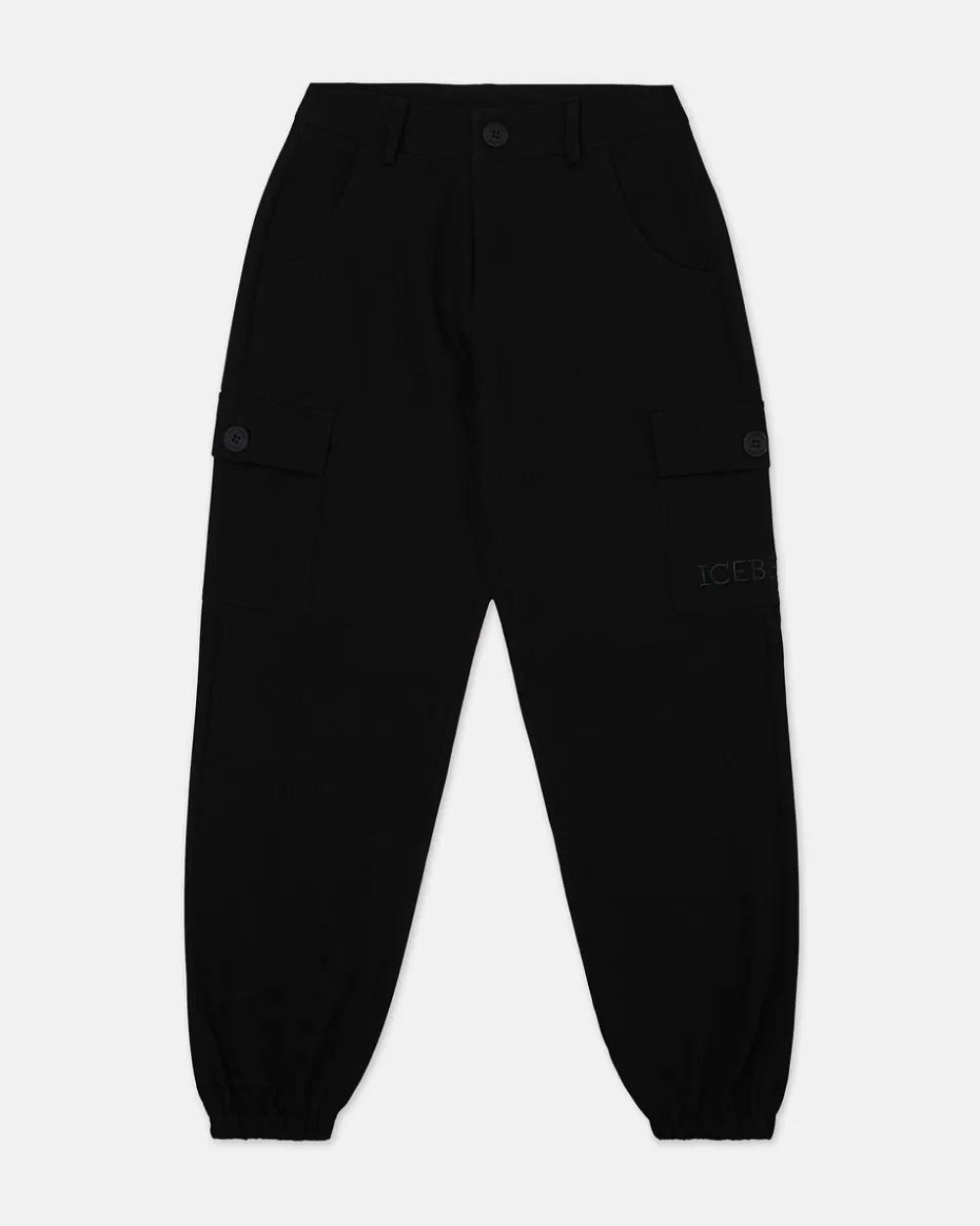 Kids Iceberg Black Jogger-style Trousers With Side Pocket And Logo