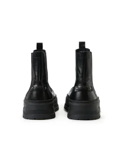 Iceberg Black Leather Ankle Boot With Elastic Sides And Stud Details