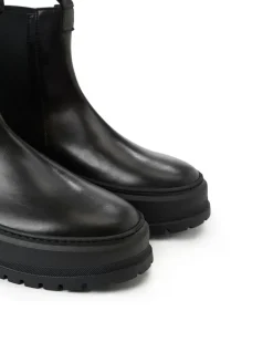 Iceberg Black Leather Ankle Boot With Elastic Sides And Stud Details