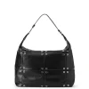 Women Iceberg Black Leather Patchwork And Studded Shoulder Bag