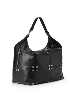 Women Iceberg Black Leather Patchwork And Studded Shoulder Bag