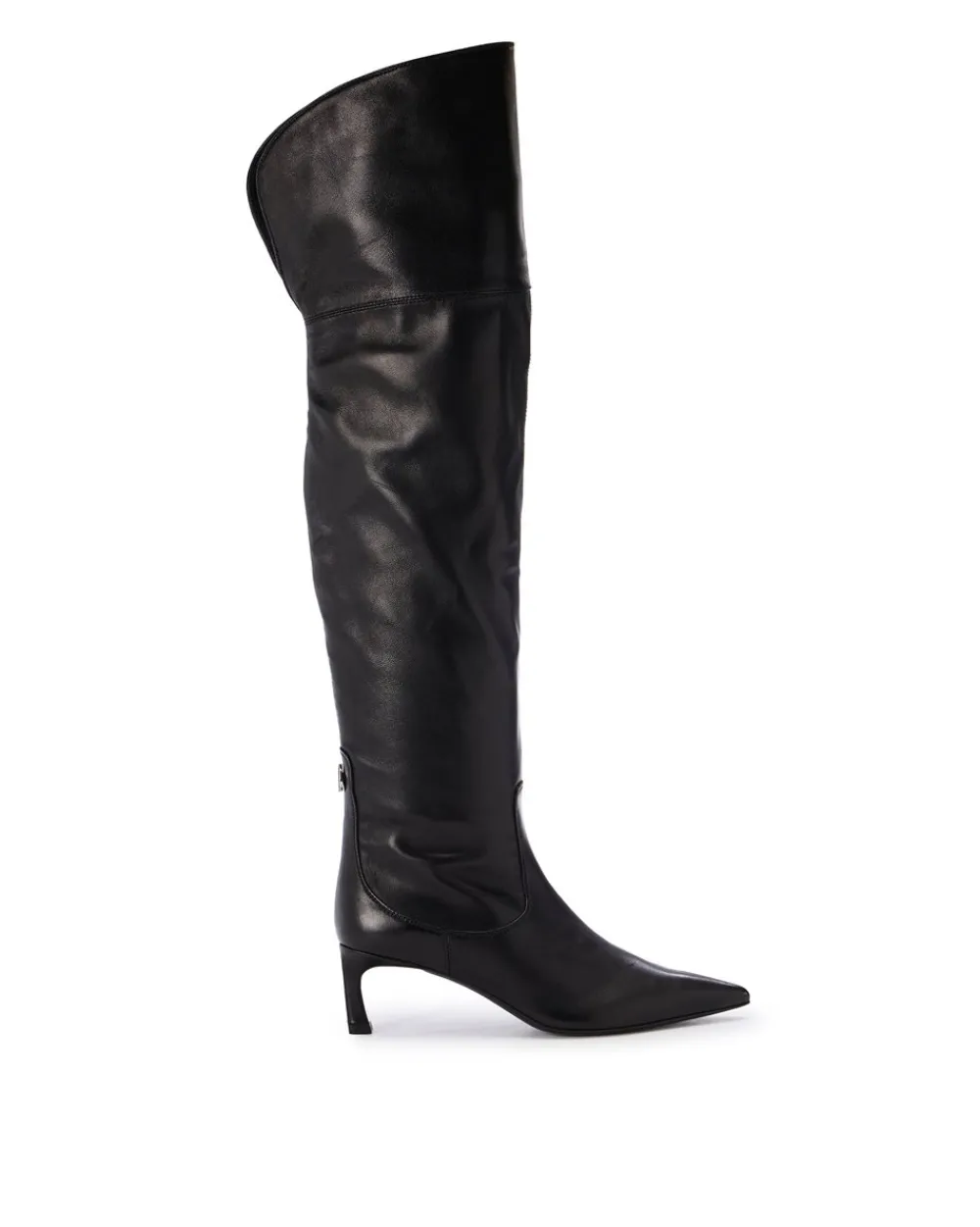 Women Iceberg Black Leather Thigh-high Boots