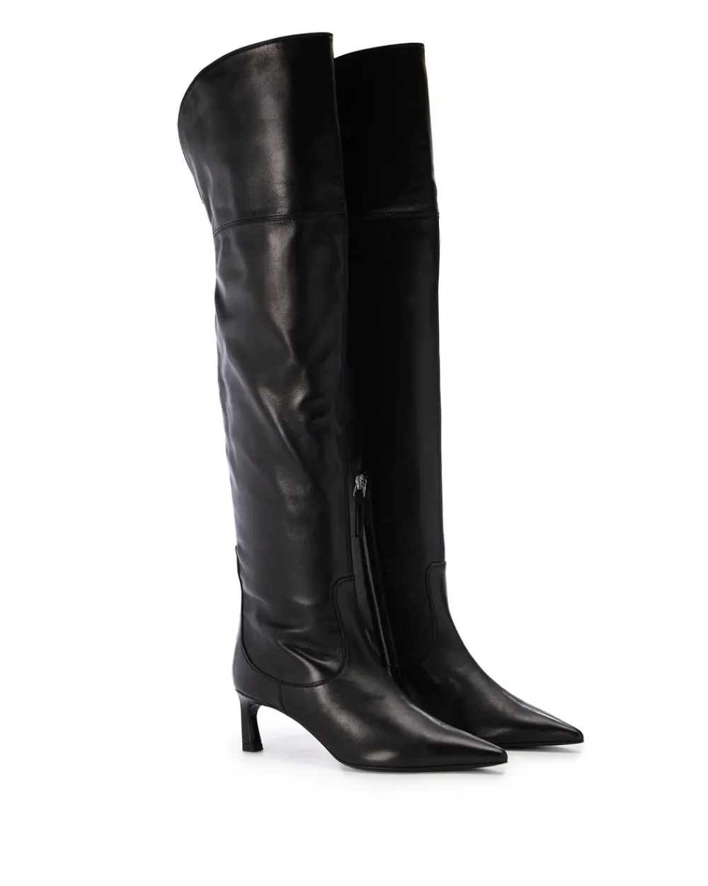Women Iceberg Black Leather Thigh-high Boots