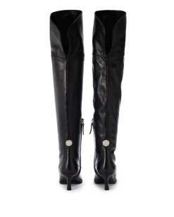 Women Iceberg Black Leather Thigh-high Boots