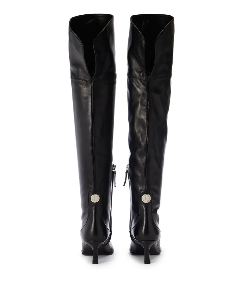 Women Iceberg Black Leather Thigh-high Boots