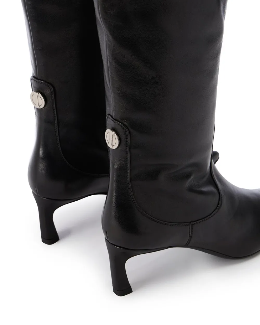 Women Iceberg Black Leather Thigh-high Boots