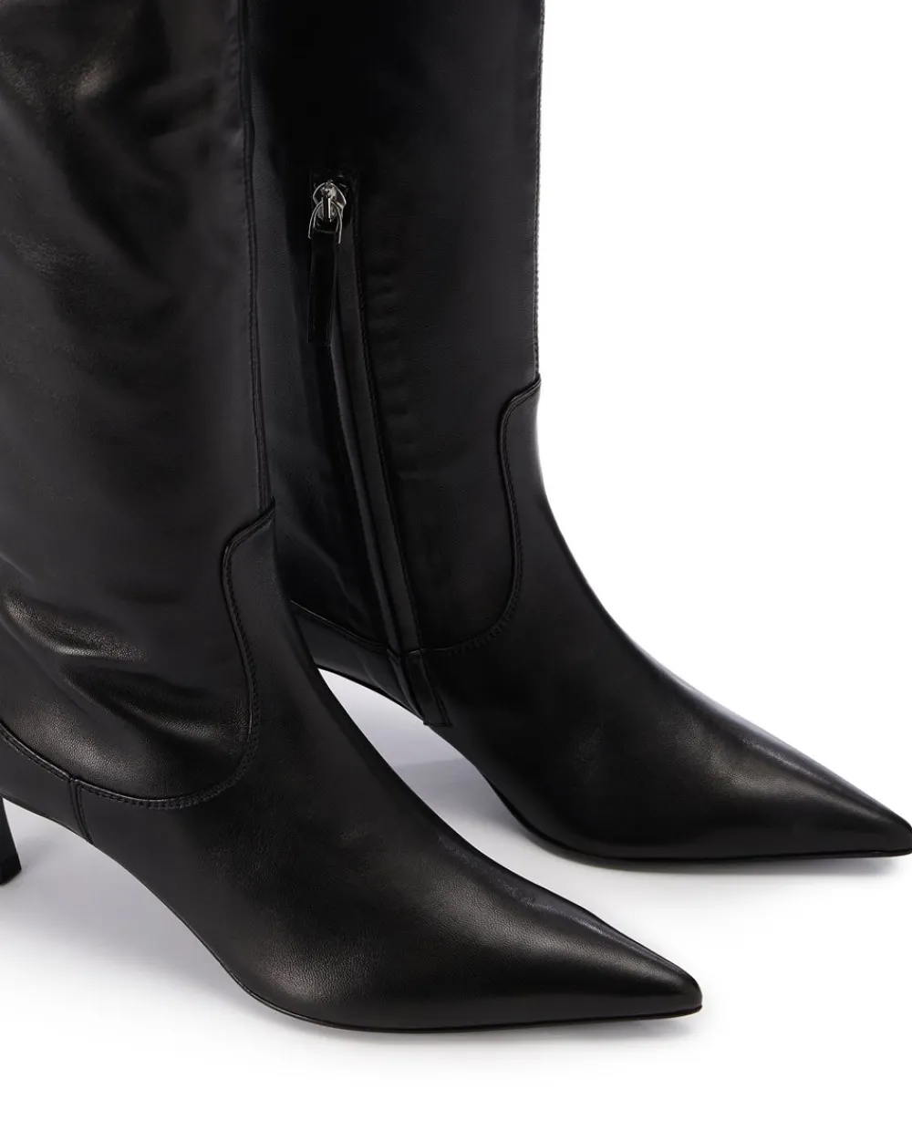 Women Iceberg Black Leather Thigh-high Boots