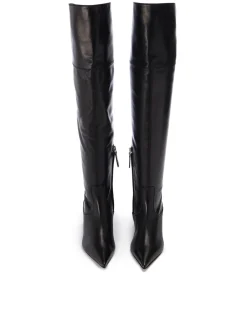Women Iceberg Black Leather Thigh-high Boots