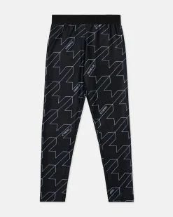 Kids Iceberg Black Leggings With Macro Houndstooth Pattern