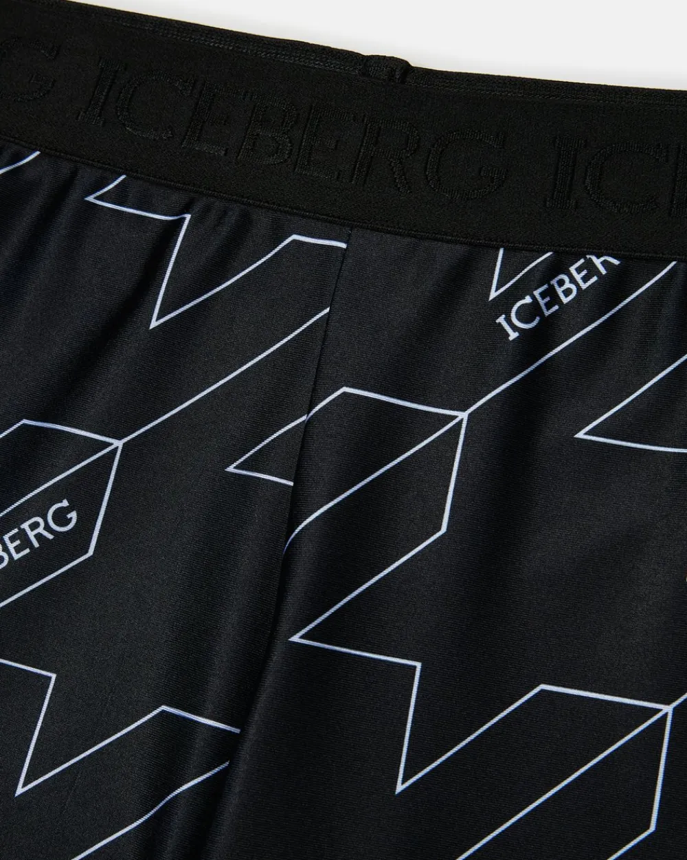 Kids Iceberg Black Leggings With Macro Houndstooth Pattern