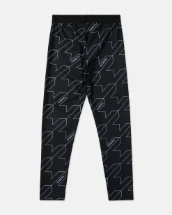 Kids Iceberg Black Leggings With Macro Houndstooth Pattern