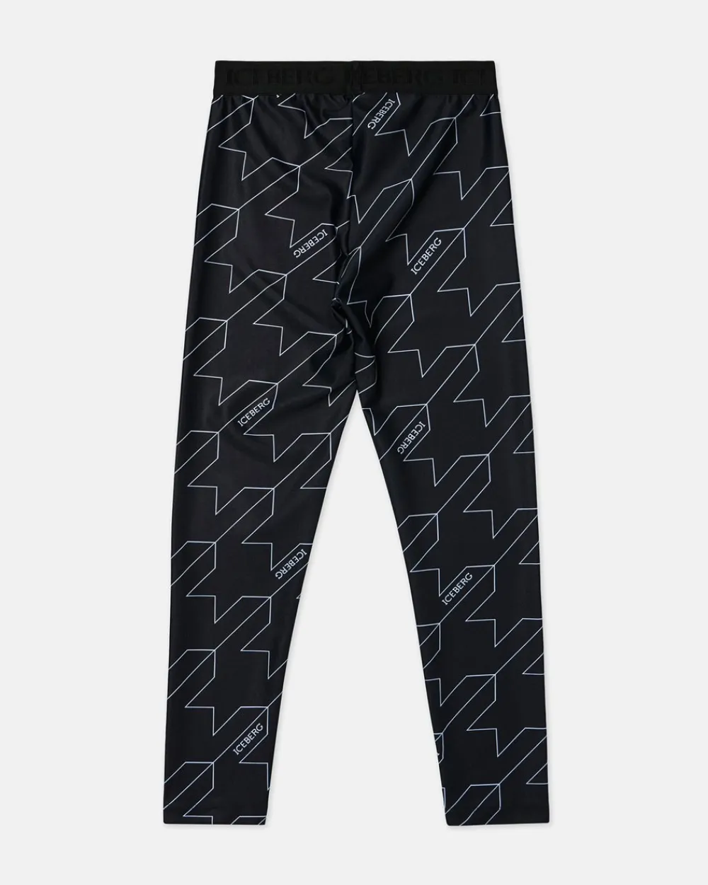Kids Iceberg Black Leggings With Macro Houndstooth Pattern