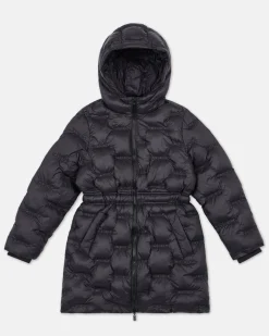 Kids Iceberg Black Padded Parka Jacket With Hood