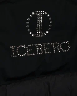 Kids Iceberg Black Quilted Jacket With Hood And Logo