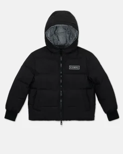 Kids/BOY Iceberg Black Quilted Jacket With Hood And Logo