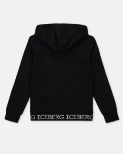 Kids/BOY Iceberg Black Sweatshirt With Hood And Junior Collection Zip