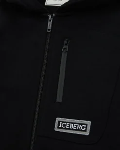 Kids/BOY Iceberg Black Sweatshirt With Hood, Zip And Logo