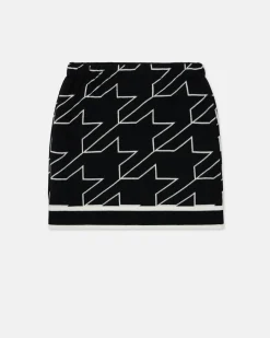 Kids Iceberg Black Wool Miniskirt With Houndstooth Pattern