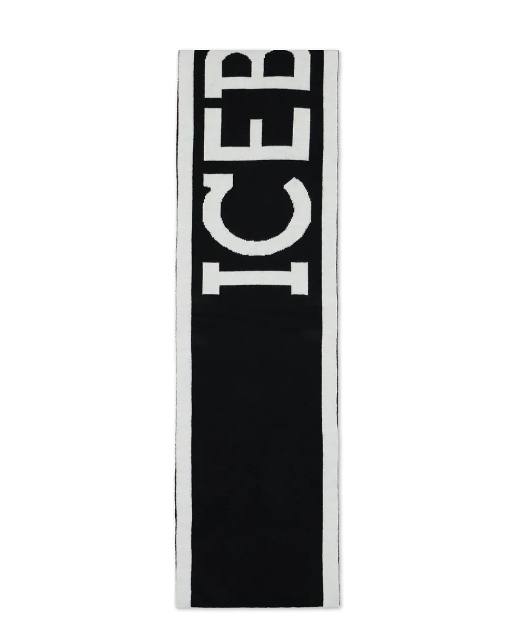 Kids Iceberg Black Wool Scarf With Logo